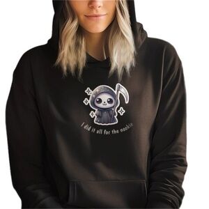Cute Grim Reaper ‘I DID IT ALL FOR THE NOOKIE Black Fleece Lined Hoodie